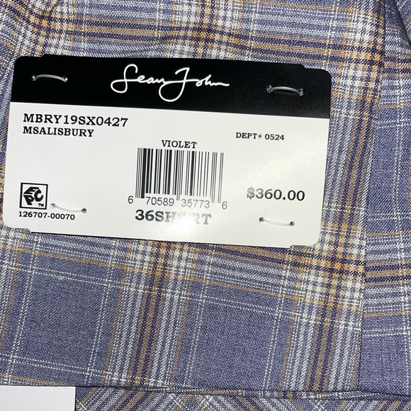 New 36S Sean John Mens Classic Fit Patterned Suit Jacket Grey Violet Blue Coat - Picture 6 of 7